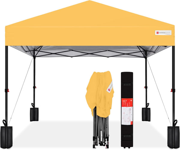 Best Choice Products - Tienda de campaña desplegable de 8 x 8 pies para 1 persona, refugio portátil instantáneo con empuje de 1 botón, estuche, 4 bolsas de peso, caléndula