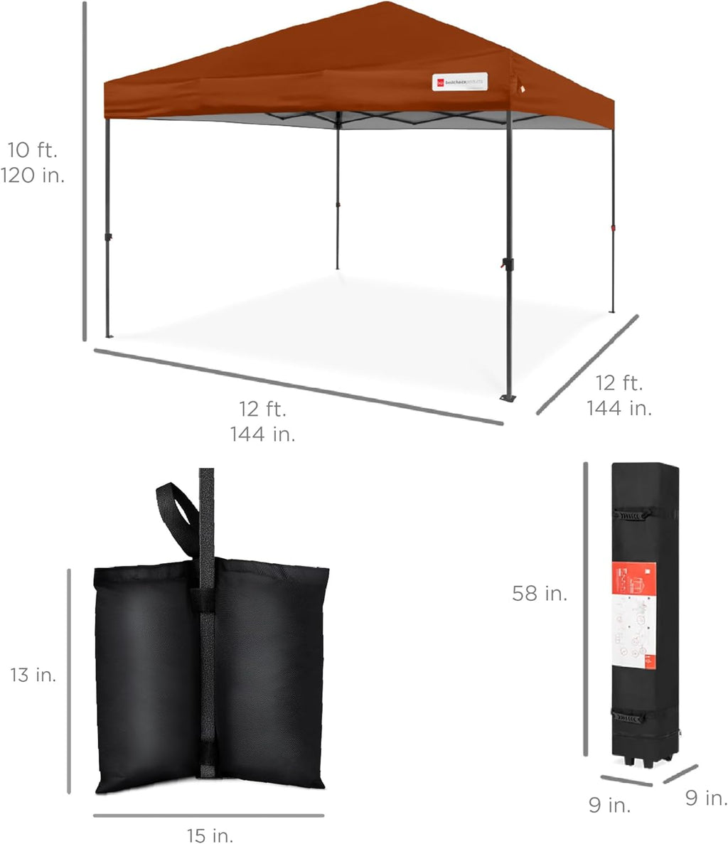 Best Choice Products - Tienda de campaña desplegable de 12 x 12 pies con 1 botón, funda, 4 bolsas de peso, color óxido