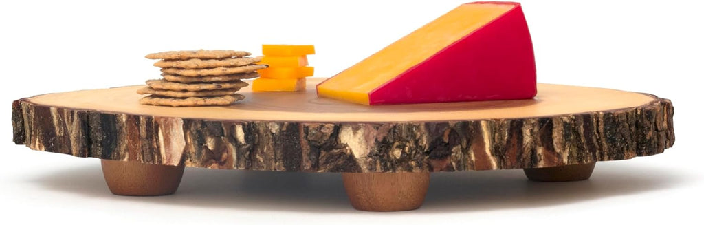 Lipper International Servidor de pie para queso, hecho de corteza de acacia, Acacia Tree Bark, 10