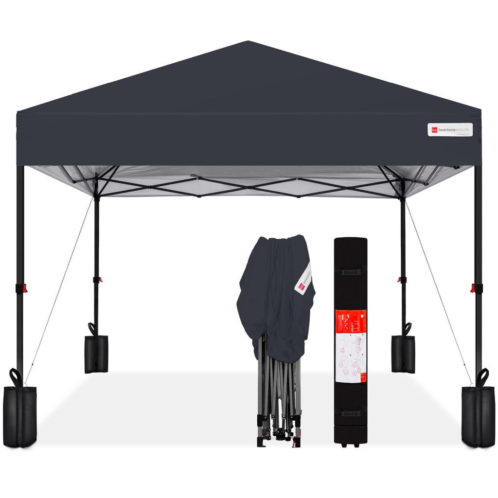 Best Choice Products - Tienda de campaña desplegable de 8 x 8 pies para 1 persona, refugio portátil instantáneo con empuje de 1 botón, estuche, 4 bolsas de peso, color café