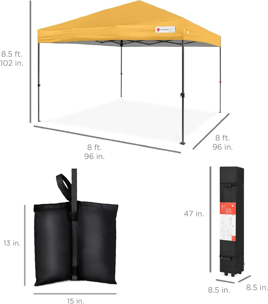 Best Choice Products - Tienda de campaña desplegable de 8 x 8 pies para 1 persona, refugio portátil instantáneo con empuje de 1 botón, estuche, 4 bolsas de peso, caléndula