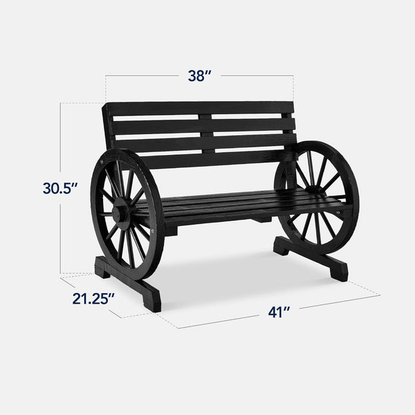 Best Choice Products - Banco de ruedas de madera para 2 personas para patio trasero, patio, porche, jardín, muebles de salón al aire última intervensión con diseño rústico de campo, asiento y respaldo
