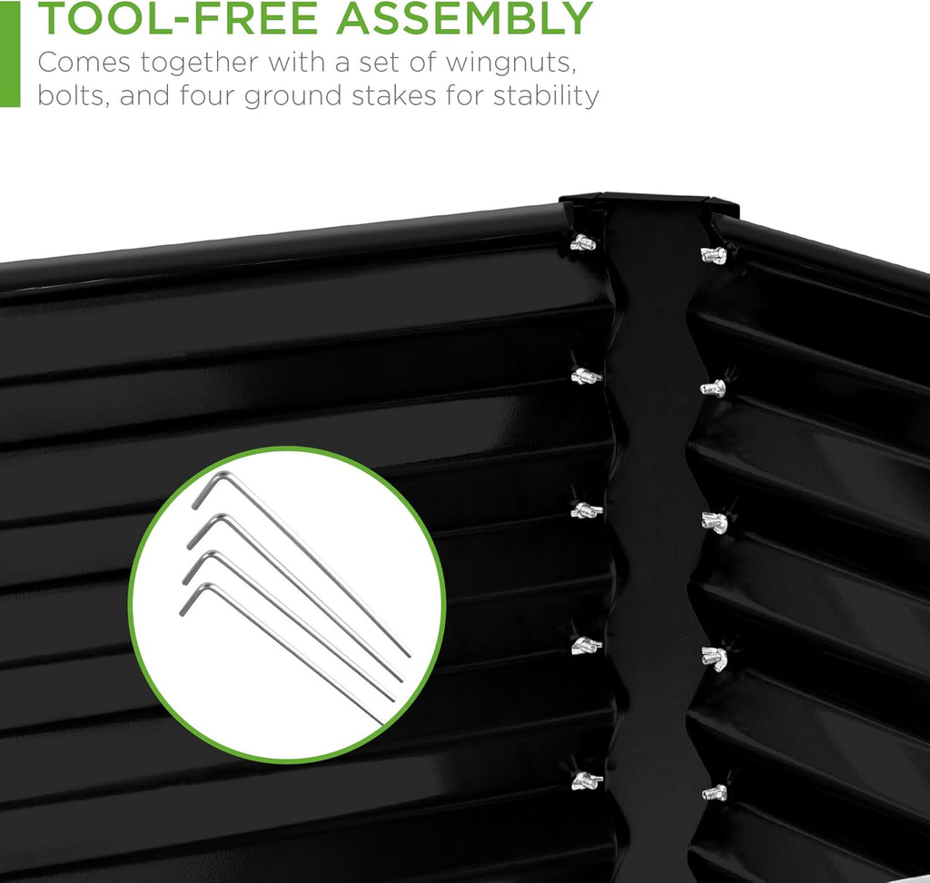 Best Choice Products - Cama de jardín elevada de metal para exteriores, de 8 x 4 x 2 pies, caja para macetas de raíces profundas para verduras, flores, hierbas y suculentas con capacidad de 478