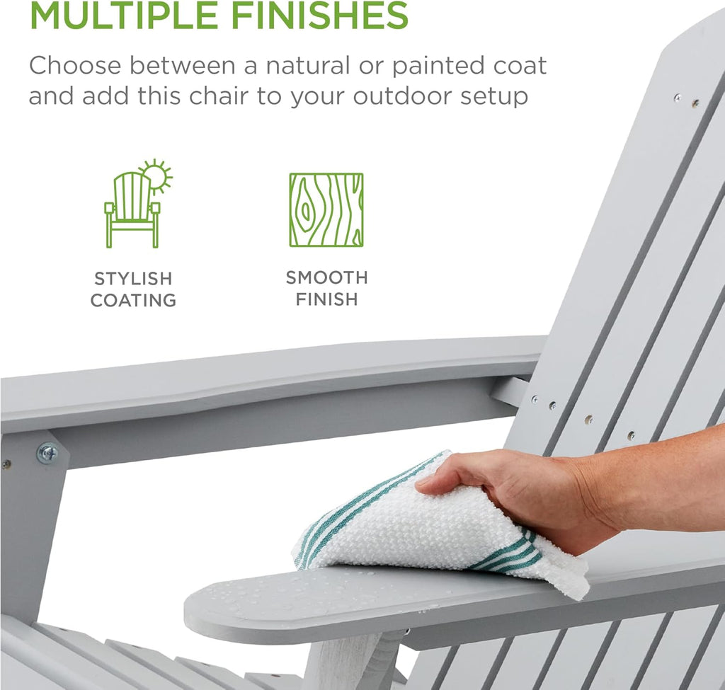 Best Choice Products - Silla plegable Adirondack para exteriores, muebles de madera, sillas de salón para patio, jardín, patio con capacidad de peso de 350 libras, color gris pizarrón