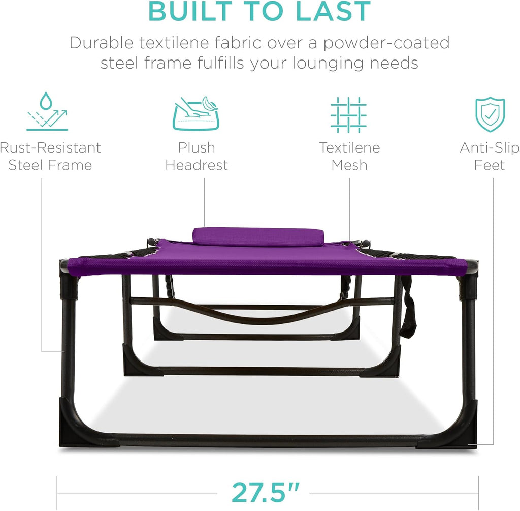 Best Choice Products - Sillón reclinable plegable portátil para césped, con 8 posiciones, asas, capacidad de 300 libras, color morado
