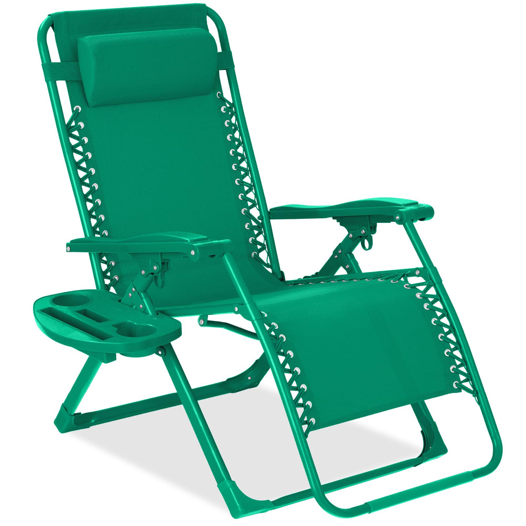 Best Choice Products - Silla ajustable de alta calidad con gravedad cero y monocromática, plegable, reclinable para patio con bandeja lateral, reposacabezas - Lavanda