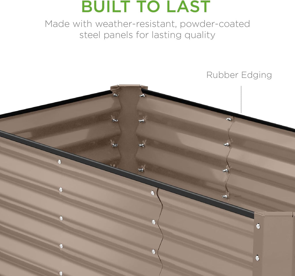 Best Choice Products - Cama de jardín elevada de metal para exteriores, de 4 x 2 x 2 pies, caja de macetas de raíces profundas para verduras, flores, hierbas con capacidad de 119 galones, color gris
