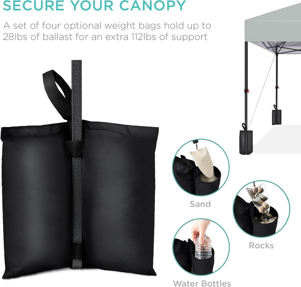 Best Choice Products - Tienda de campaña desplegable de 8 x 8 pies para 1 persona, refugio portátil instantáneo con empuje de 1 botón, estuche, 4 bolsas de peso, color plateado