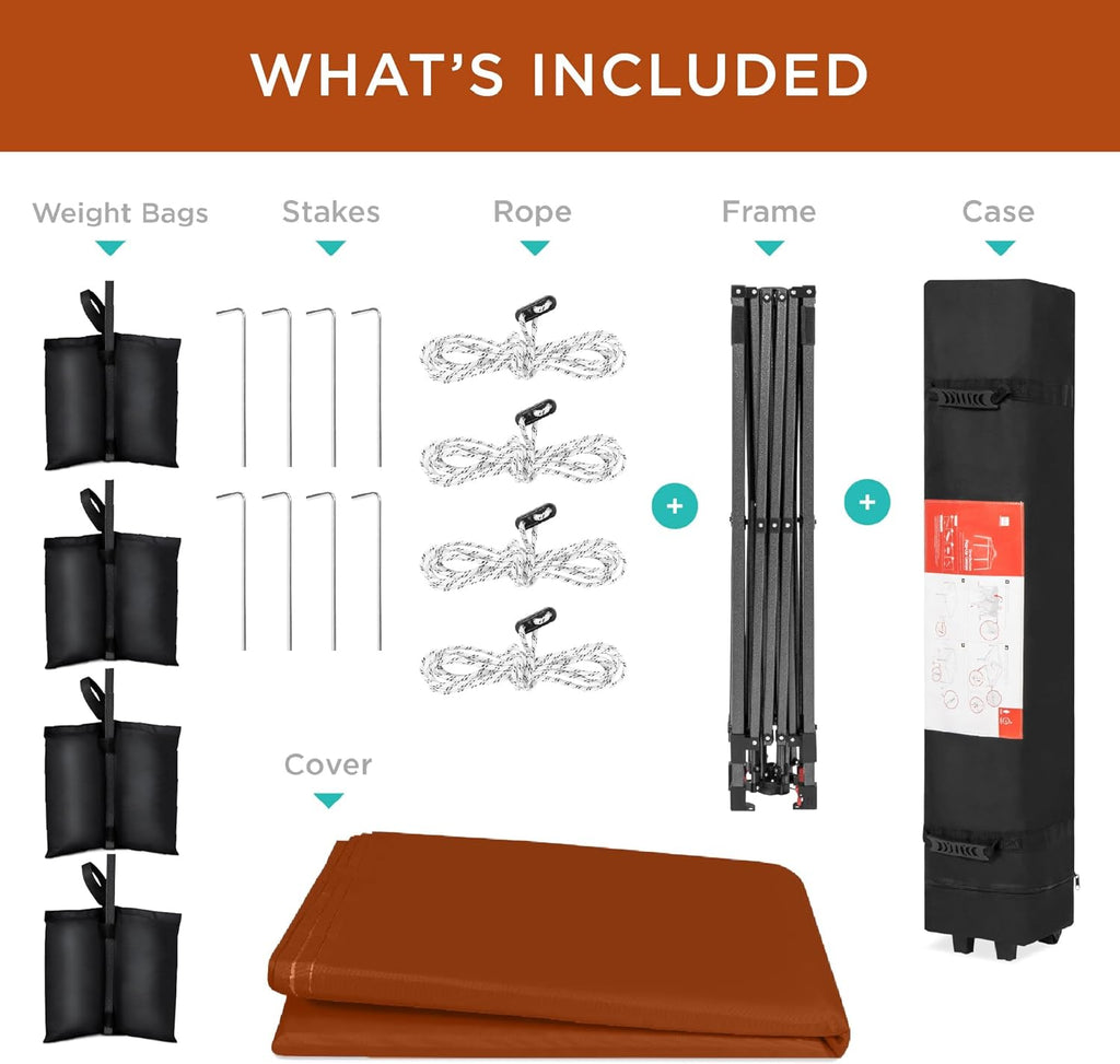 Best Choice Products - Tienda de campaña desplegable de 8 x 8 pies para 1 persona, refugio portátil instantáneo con empuje de 1 botón, estuche, 4 bolsas de peso, óxido