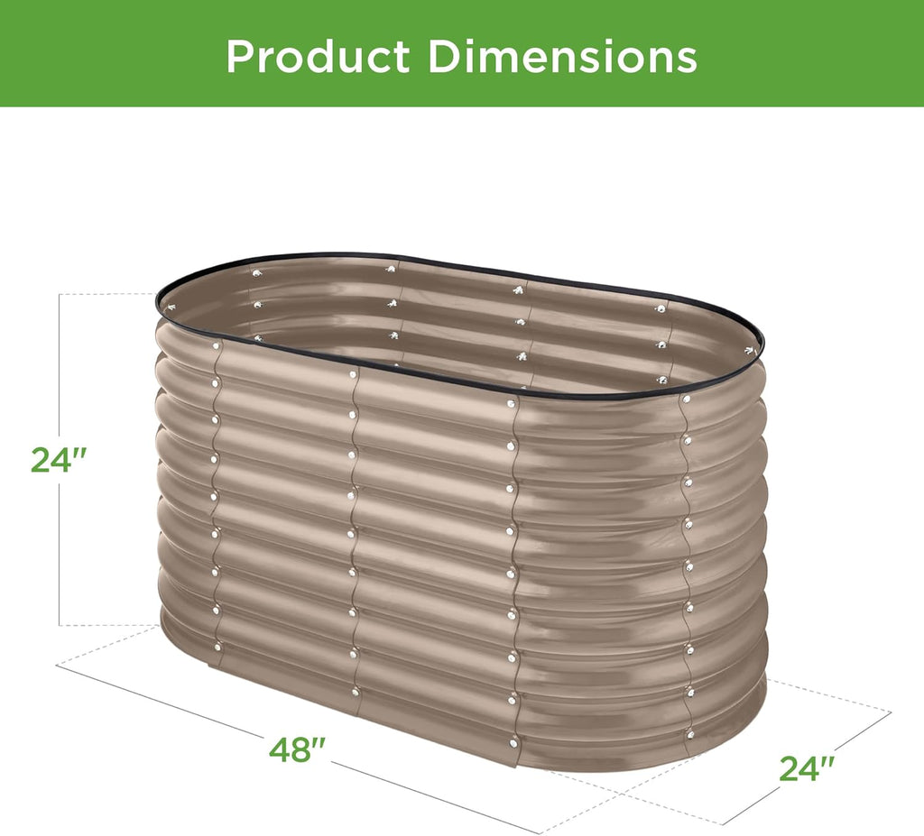 Best Choice Products - Cama de jardín elevada de metal para exteriores, de 4 x 2 x 2 pies, caja ovalada de raíz profunda para verduras, flores, hierbas y suculentas con capacidad de 101 galones,