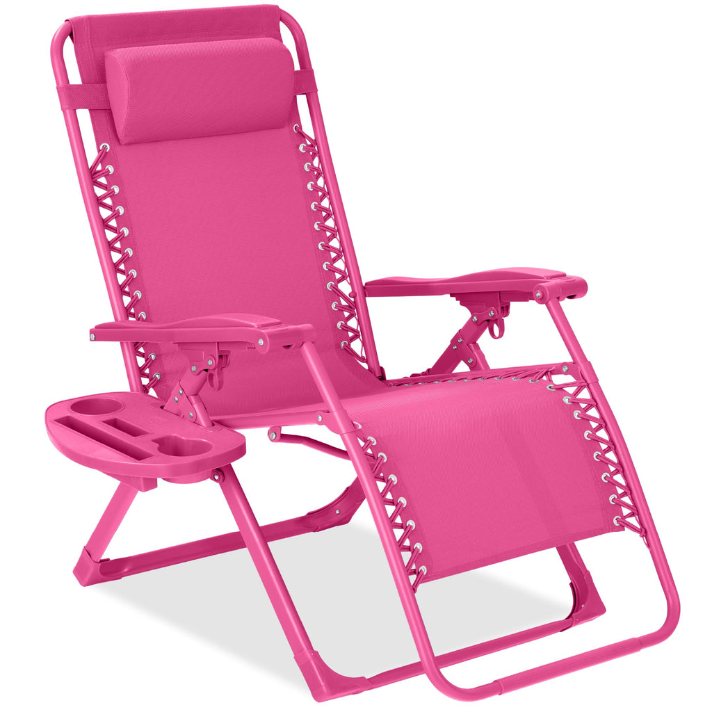 Best Choice Products - Silla ajustable de alta calidad con gravedad cero y monocromática, plegable, reclinable para patio con bandeja lateral, reposacabezas - Lavanda