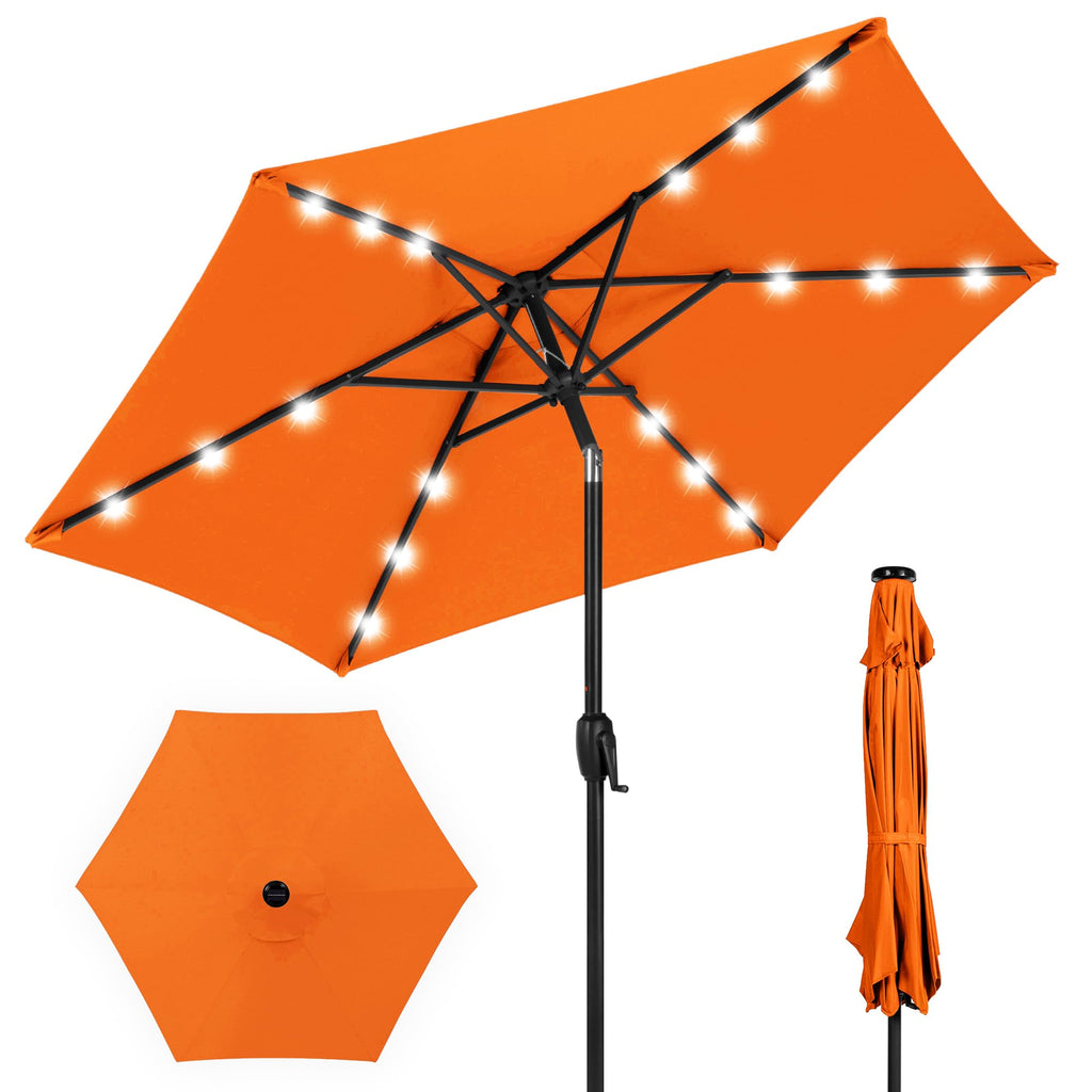 Best Choice Products - Paraguas solar de poliéster con iluminación LED con ajuste de inclinación y tela resistente a los rayos UV