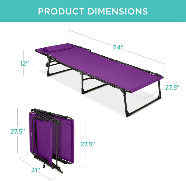 Best Choice Products - Sillón reclinable plegable portátil para césped, con 8 posiciones, asas, capacidad de 300 libras, color morado