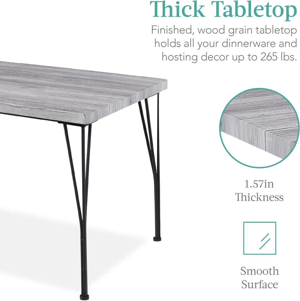 Best Choice Products - Juego de Muebles de Mesa de Comedor Rectangular Moderna de Metal y Madera, 5 Piezas, para Cocina y Comedor, Con 4 Sillas, Color Gris