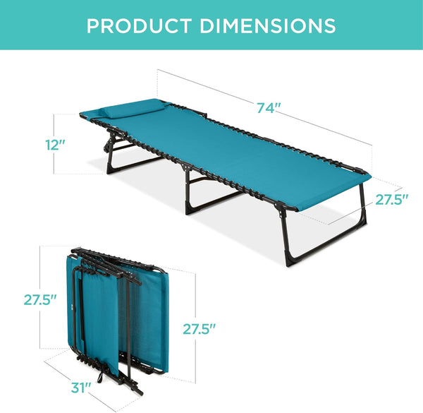 Best Choice Products - Sillón reclinable plegable portátil para césped, con 8 posiciones, asas, capacidad de 300 libras, pavo real