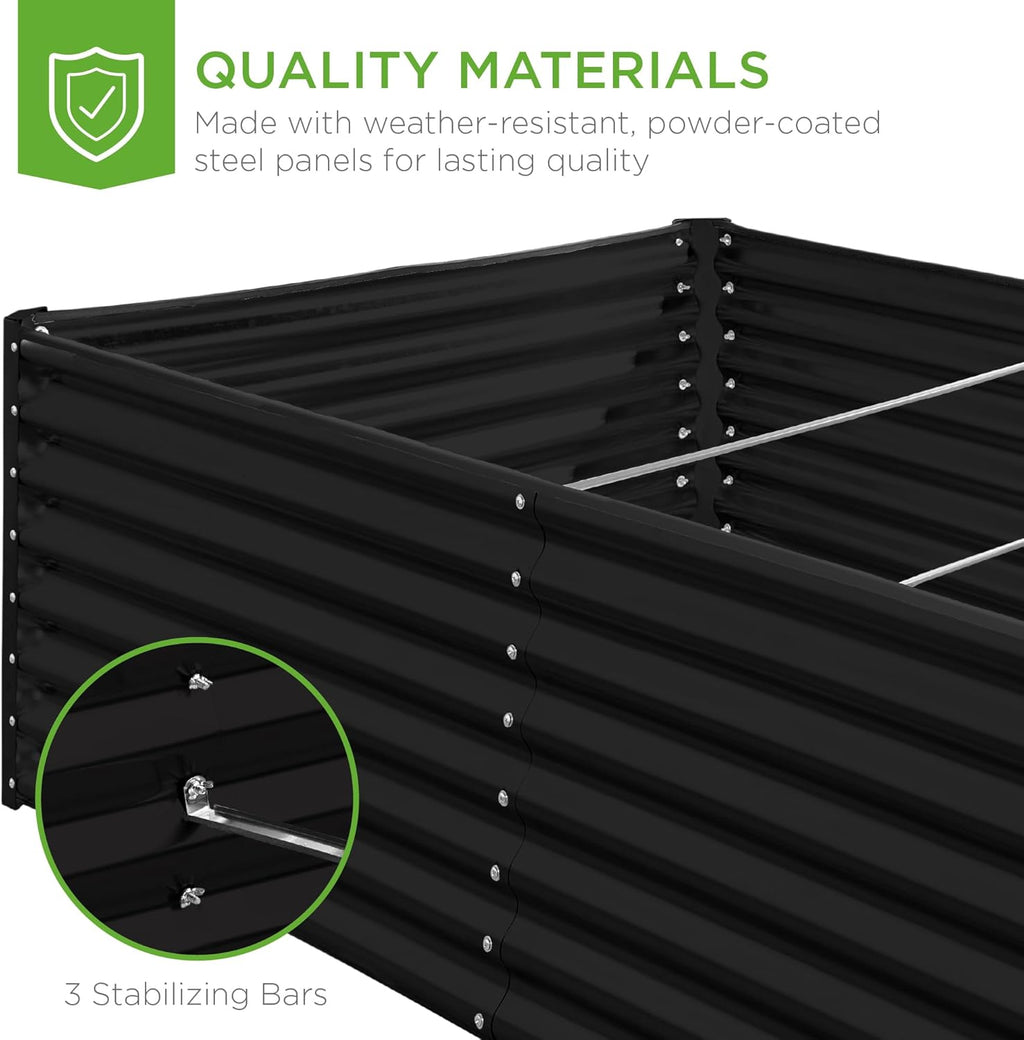 Best Choice Products - Cama de jardín elevada de metal para exteriores, de 8 x 4 x 2 pies, caja para macetas de raíces profundas para verduras, flores, hierbas y suculentas con capacidad de 478