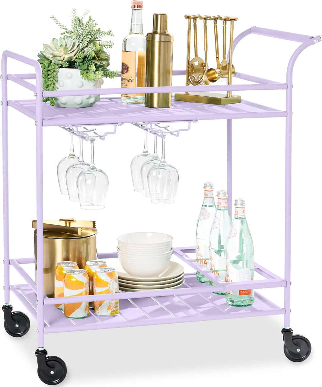 Best Choice Products - Carrito de bar móvil para exteriores, carrito de servicio de bar para el hogar, mesa auxiliar para barbacoa con almacenamiento de 2 niveles, estante para vino, ruedas con