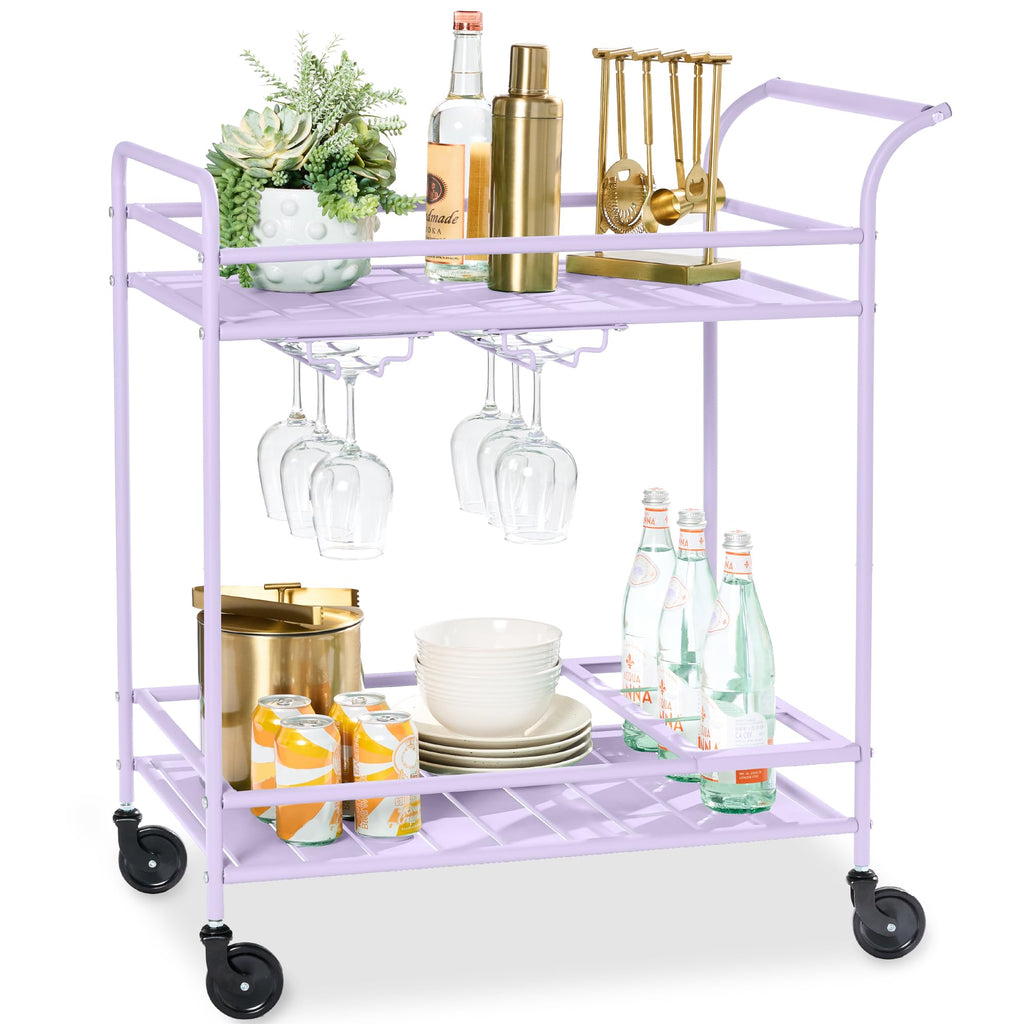 Best Choice Products - Carrito de bar móvil para exteriores, carrito de servicio de bar para el hogar, carrito de parrilla con almacenamiento de 2 niveles, estante para vino, ruedas bloqueables, color