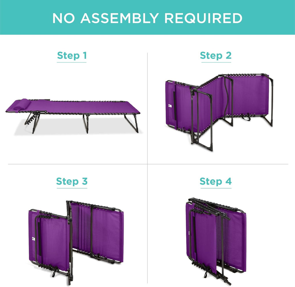 Best Choice Products - Sillón reclinable plegable portátil para césped, con 8 posiciones, asas, capacidad de 300 libras, color morado