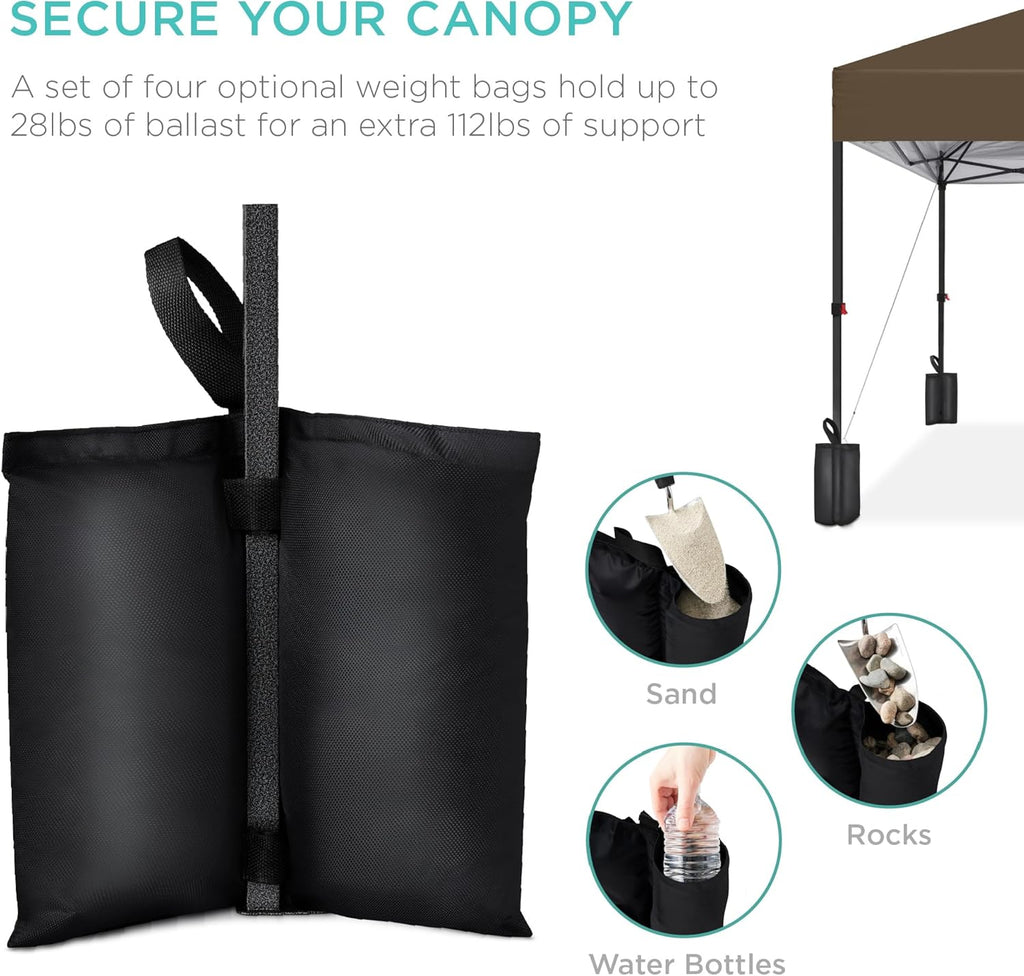 Best Choice Products - Tienda de campaña desplegable de 8 x 8 pies para 1 persona, refugio portátil instantáneo con empuje de 1 botón, estuche, 4 bolsas de peso, color café