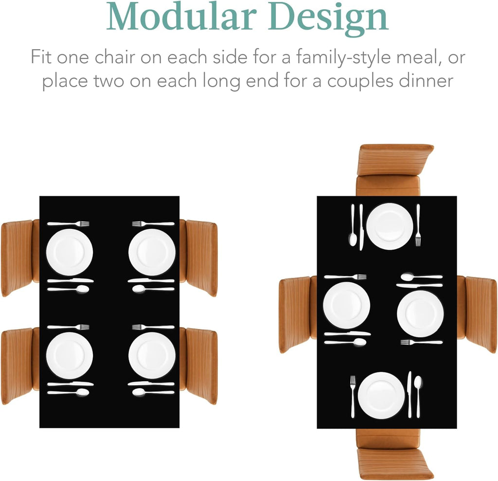 Best Choice Products - Juego de comedor de vidrio de 5 piezas, muebles modernos de mesa de cocina para comedor, comedor, comedor, compacto ahorro de espacio con mesa de vidrio, 4 sillas tapizadas de