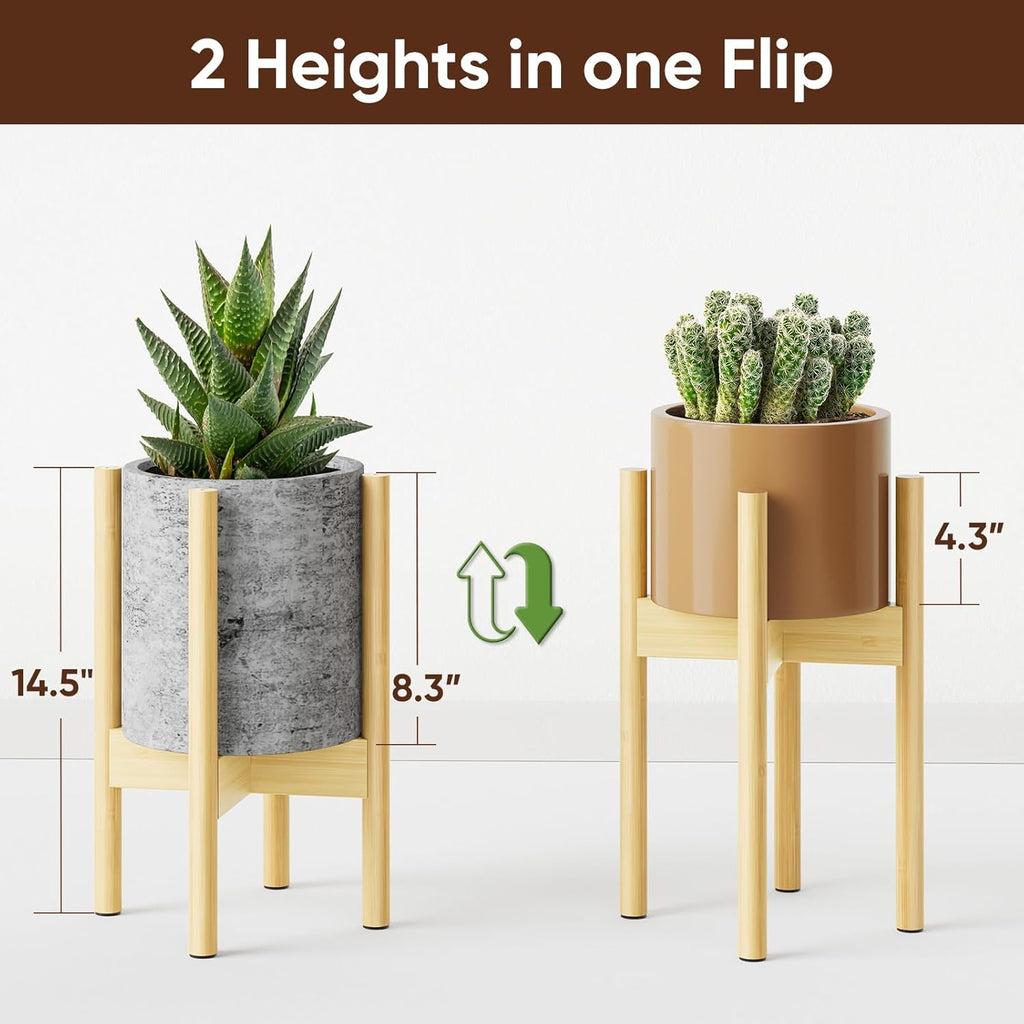 MUDEELA - Soporte ajustable para plantas para interiores, soporte de plantas de bambú para macetas de 8, 9, 10, 11, 12 pulgadas, soporte de piso para flores y macetas de un solo nivel, maceta no