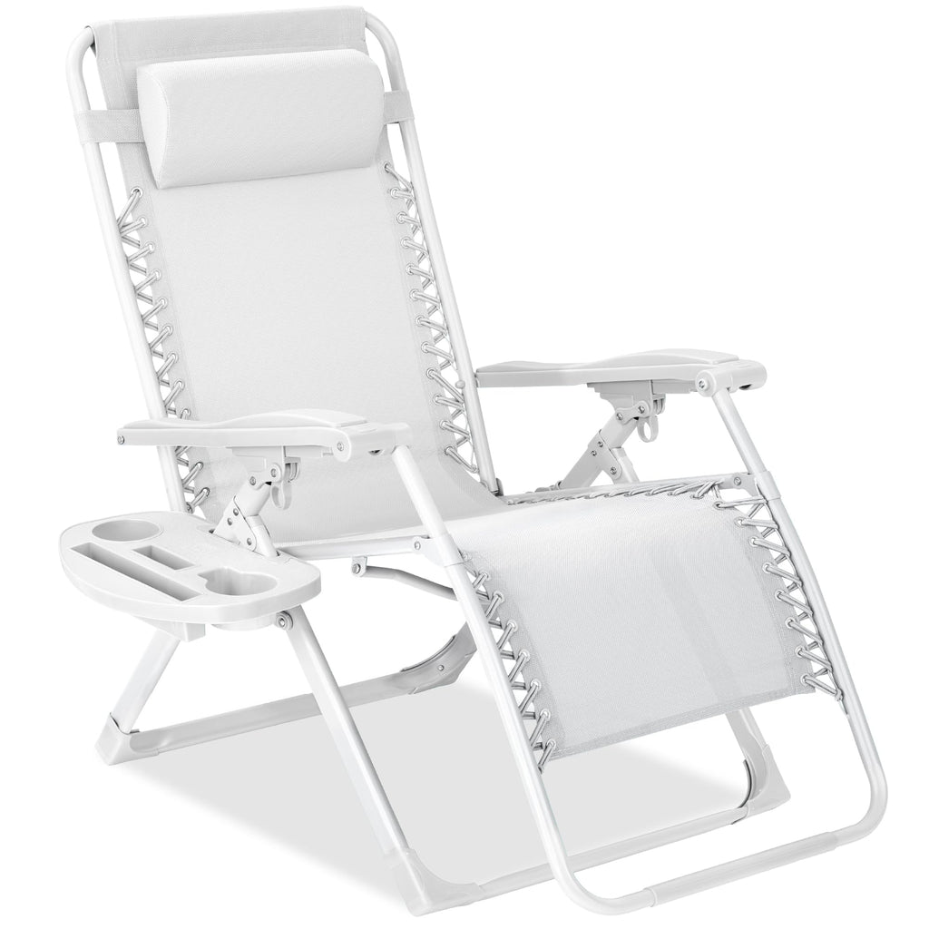 Best Choice Products - Silla ajustable de alta calidad con gravedad cero y monocromática, plegable, reclinable para patio con bandeja lateral, reposacabezas - Lavanda
