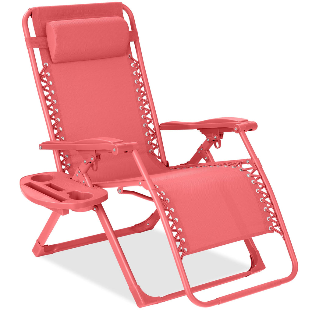 Best Choice Products - Silla ajustable de alta calidad con gravedad cero y monocromática, plegable, reclinable para patio con bandeja lateral, reposacabezas - Lavanda