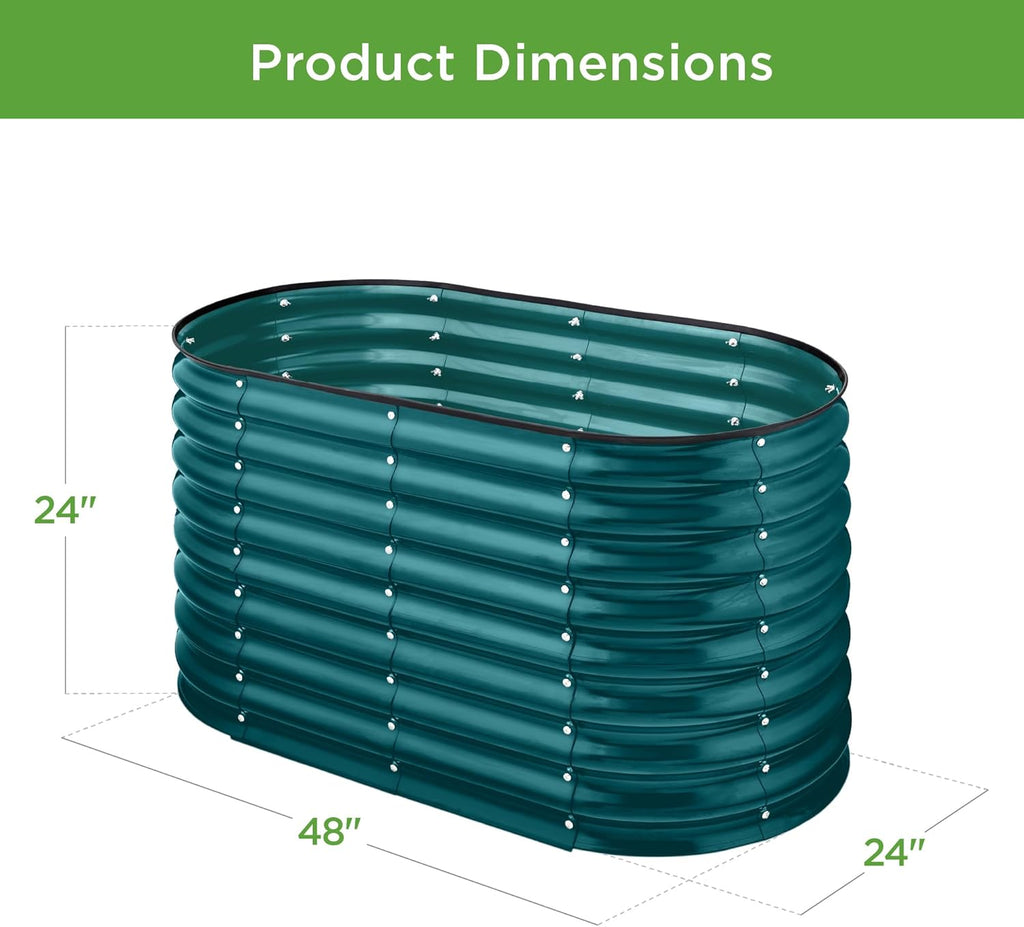Best Choice Products - Cama de jardín elevada de metal para exteriores, de 4 x 2 x 2 pies, caja ovalada de raíz profunda para verduras, flores, hierbas y suculentas con capacidad de 101 galones,