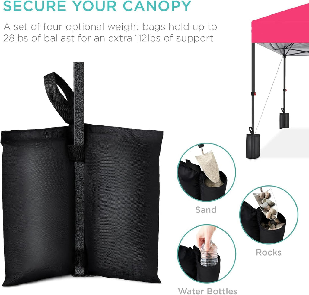 Best Choice Products - Tienda de campaña desplegable de 8 x 8 pies para 1 persona, refugio portátil instantáneo con empuje de 1 botón, estuche, 4 bolsas de peso, color rosa intenso