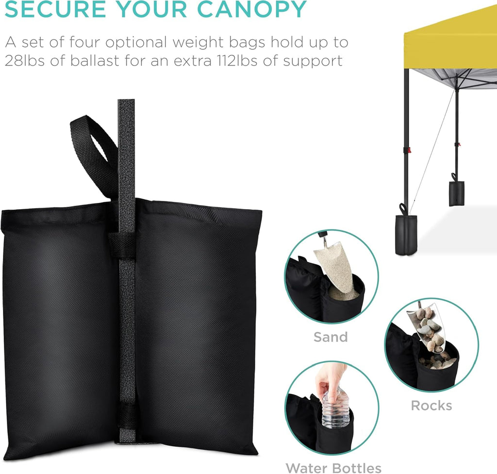 Best Choice Products - Tienda de campaña desplegable de 8 x 8 pies para 1 persona, refugio portátil instantáneo con empuje de 1 botón, estuche, 4 bolsas de peso, color amarillo