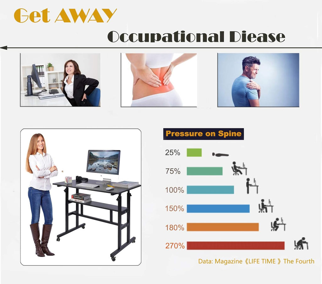 computadora móvil de pie, computadora ajustable para computadora portátil con ruedas para oficina en casa, estación de trabajo para computadora, mesa alta portátil para estar de pie o sentado,