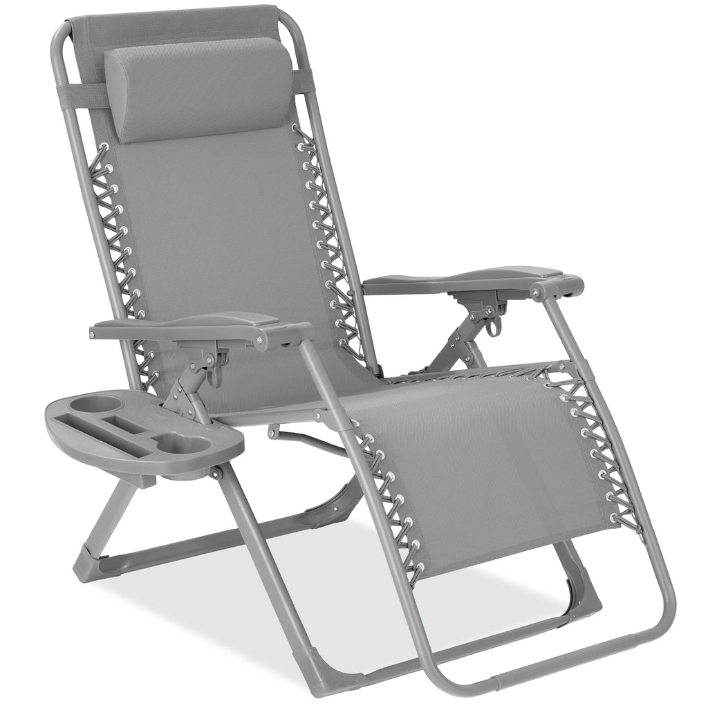 Best Choice Products - Silla ajustable de alta calidad con gravedad cero y monocromática, plegable, reclinable para patio con bandeja lateral, reposacabezas - Lavanda