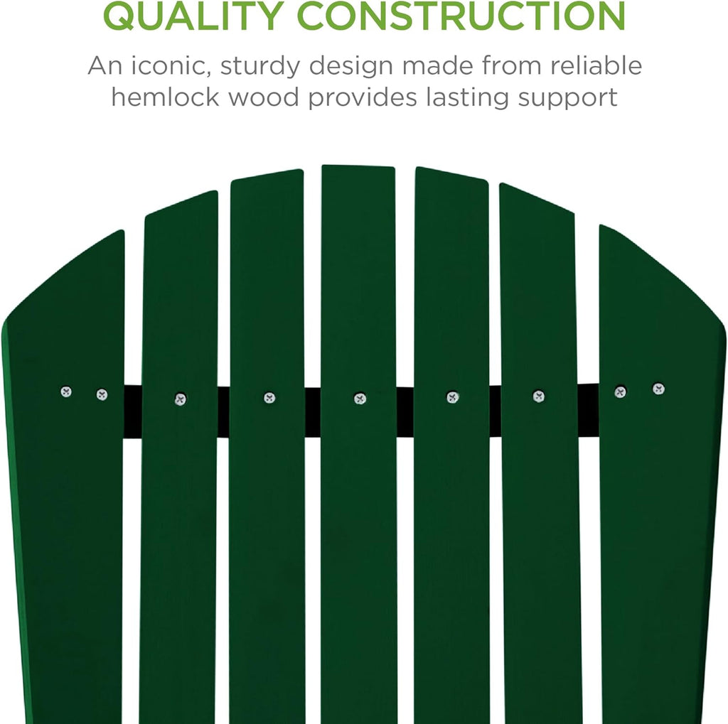 Best Choice Products - Silla plegable Adirondack para exteriores, muebles de madera, sillas de salón para patio, jardín, patio con capacidad de peso de 350 libras, color verde oscuro