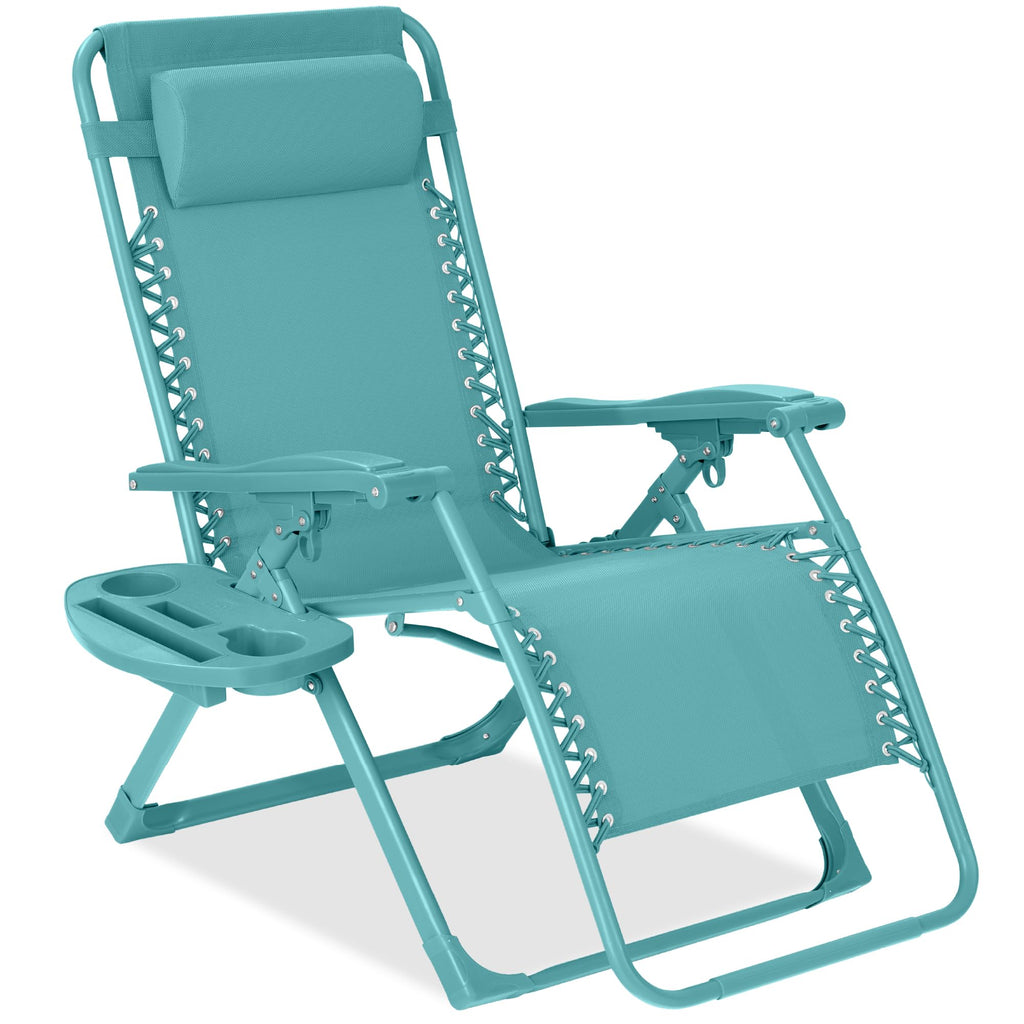 Best Choice Products - Silla ajustable de alta calidad con gravedad cero y monocromática, plegable, reclinable para patio con bandeja lateral, reposacabezas - Lavanda