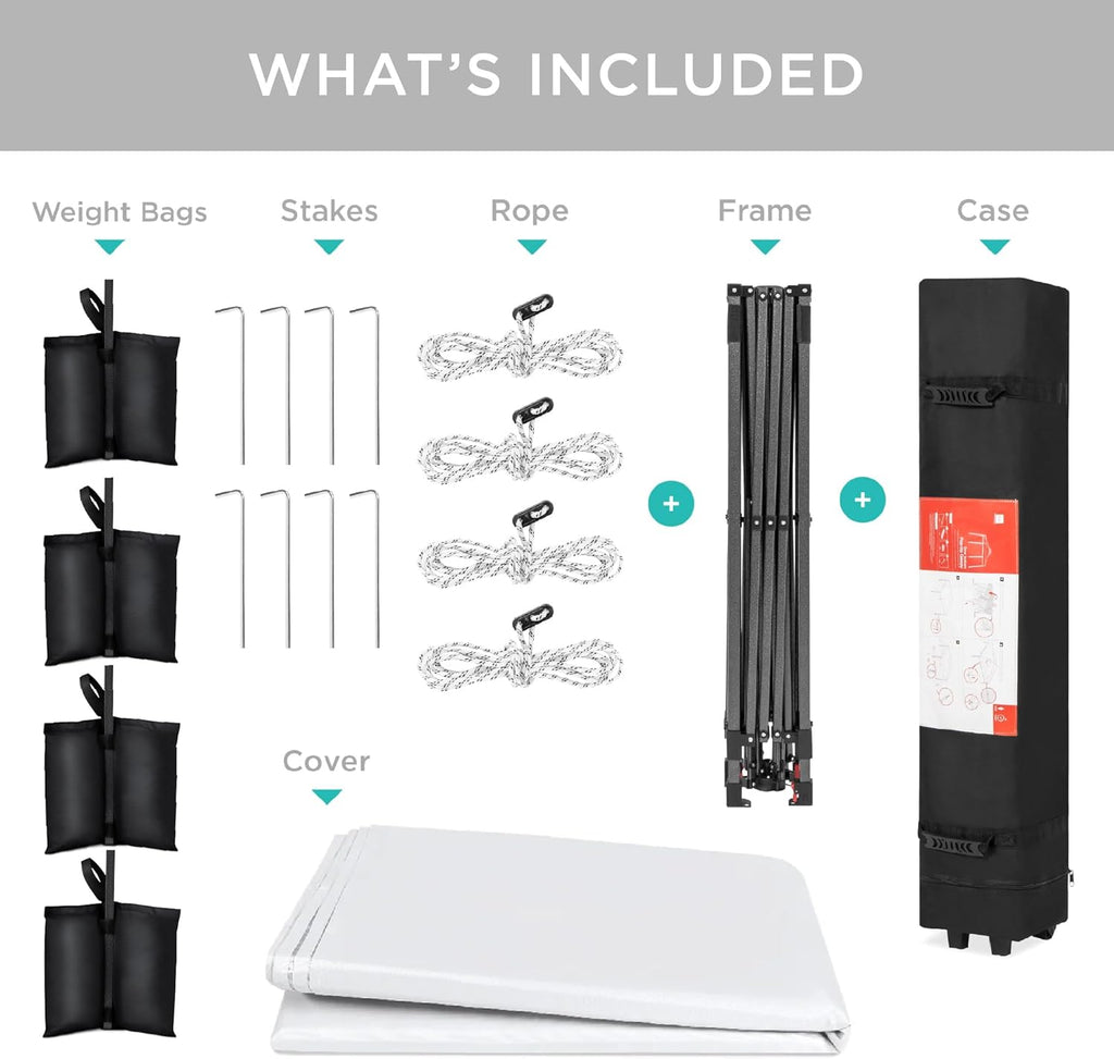 Best Choice Products - Tienda de campaña desplegable de 8 x 8 pies para 1 persona, refugio portátil instantáneo con empuje de 1 botón, estuche, 4 bolsas de peso, color blanco