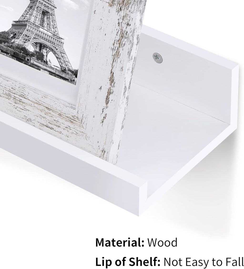 Upsimples Home - Estantes flotantes para decoración de pared, juego de 5 estantes de madera montados en la pared para recámara, sala de estar, baño, cocina, estantes de repisa de cuadros pequeños,
