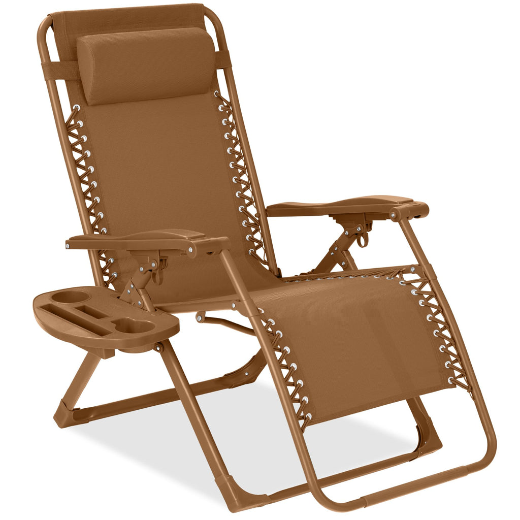 Best Choice Products - Silla ajustable de alta calidad con gravedad cero y monocromática, plegable, reclinable para patio con bandeja lateral, reposacabezas - Lavanda