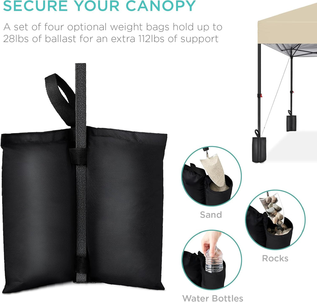 Best Choice Products - Tienda de campaña de 10 x 10 pies, con toldo desplegable para 1 persona, refugio portátil instantáneo con empuje de 1 botón, estuche, 4 bolsas de peso, color arena