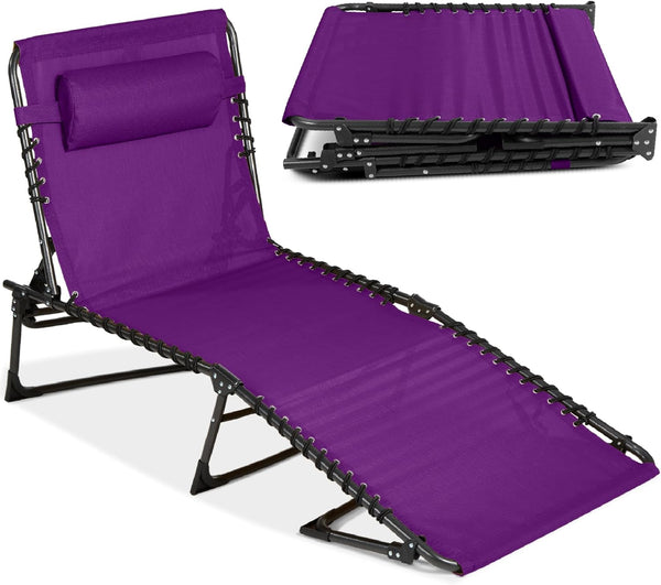 Best Choice Products - Sillón reclinable plegable portátil para césped, con 8 posiciones, asas, capacidad de 300 libras, color morado