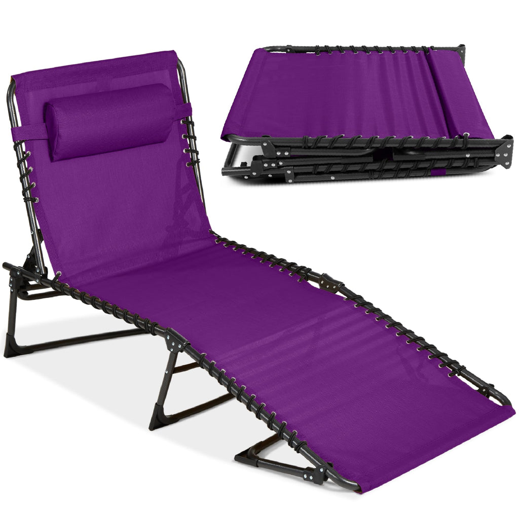 Best Choice Products - Sillón reclinable plegable portátil para césped, con 8 posiciones, asas, capacidad de 300 libras, color rosa oscuro