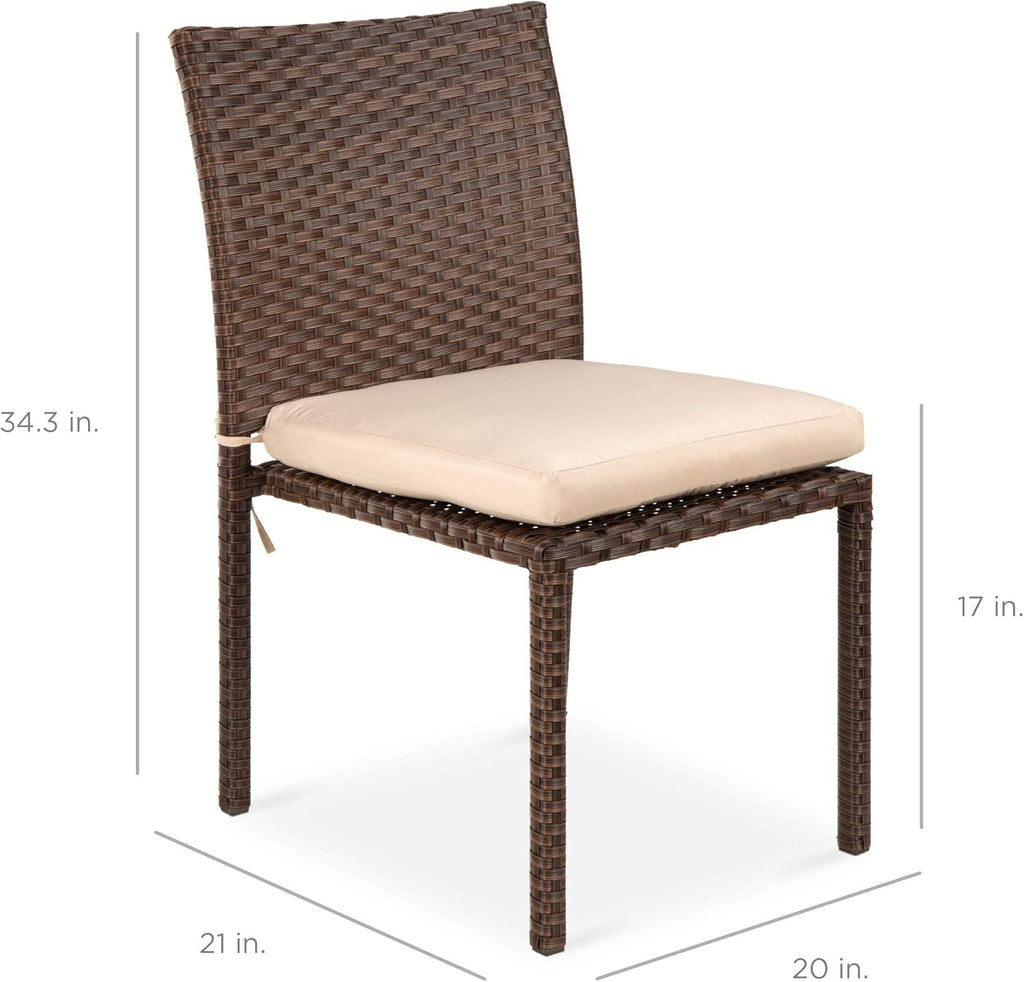 Best Choice Products Outdoor Wicker Patio Stacking Chairs Set of 4 -Brown