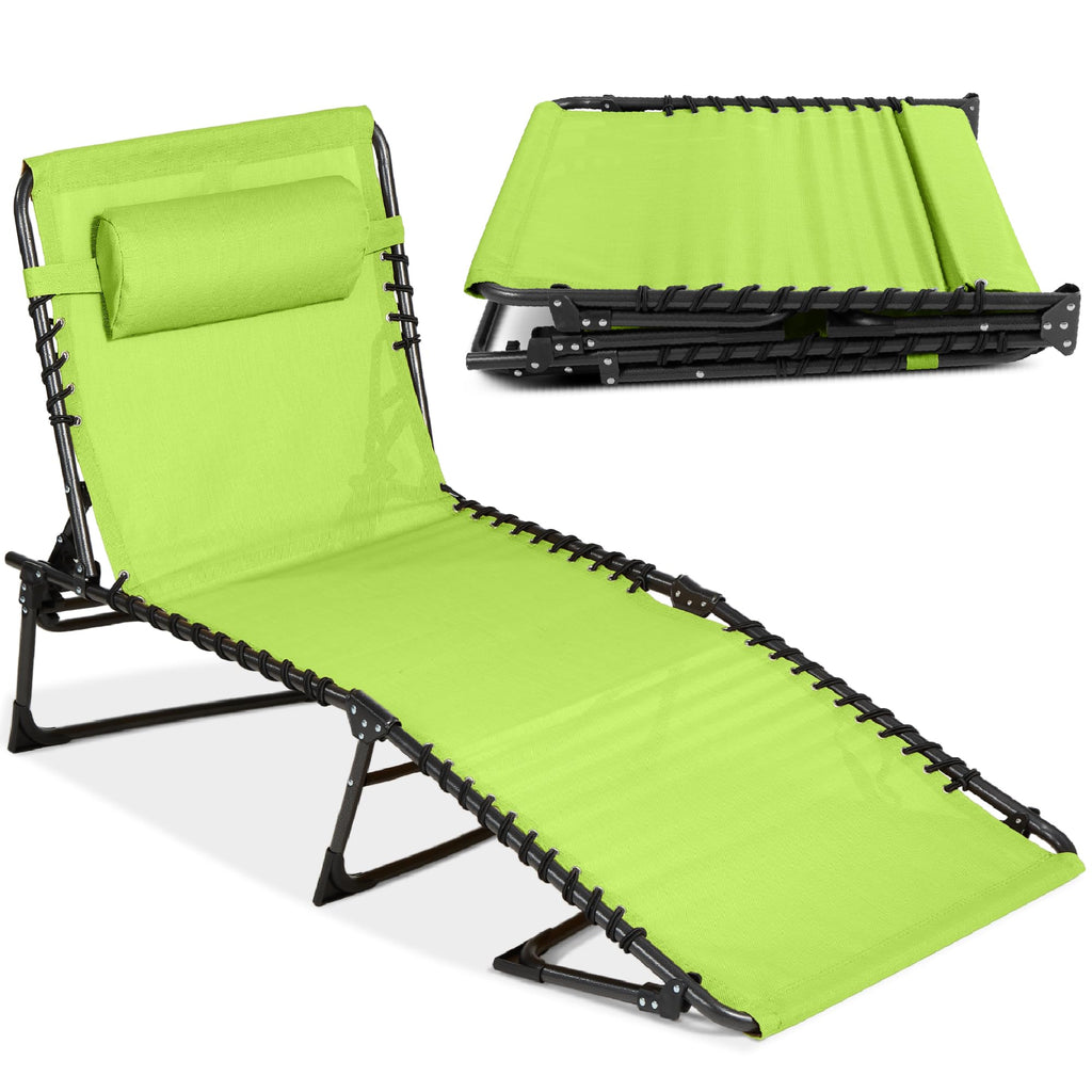 Best Choice Products - Sillón reclinable plegable portátil para césped, con 8 posiciones, asas, capacidad de 300 libras, color verde salvia