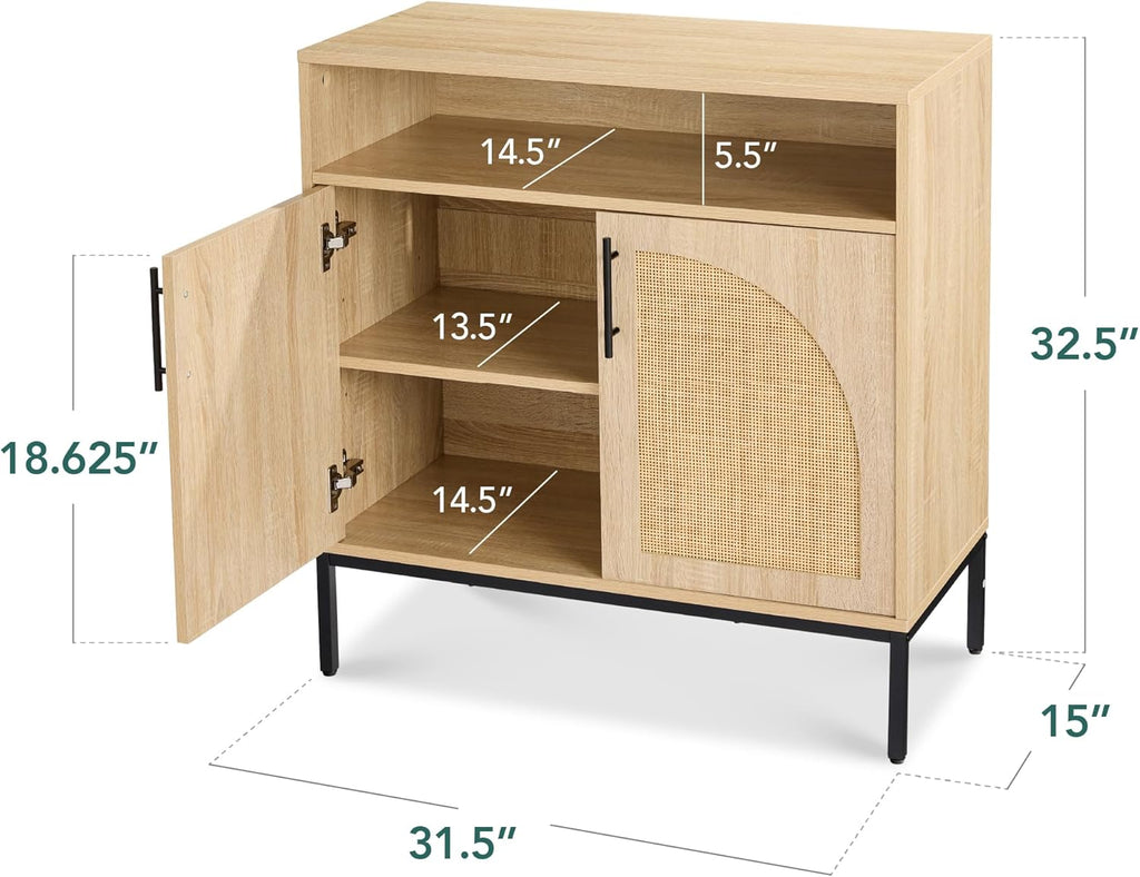 Best Choice Products - clóset buffet de ratán, mesa de entrada, clóset de almacenamiento decorativo, mesa de consola para pasillo, sala de estar, comedor, natural