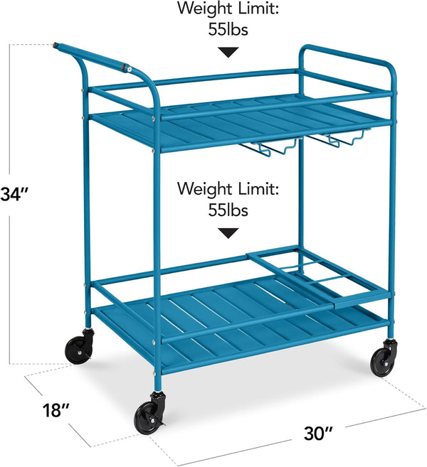 Best Choice Products - Carrito de bar móvil para exteriores, carrito de servicio de bar para el hogar, mesa auxiliar para barbacoa con almacenamiento de 2 niveles, estante para vino, ruedas
