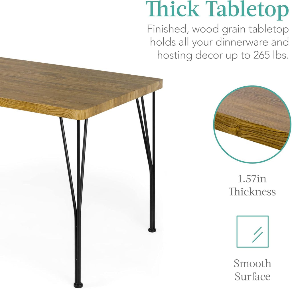 Best Choice Products - Juego de Muebles de Mesa de Comedor Rectangular Moderna de Metal y Madera, 5 Piezas, para Cocina y Comedor, con 4 Sillas, Color Café