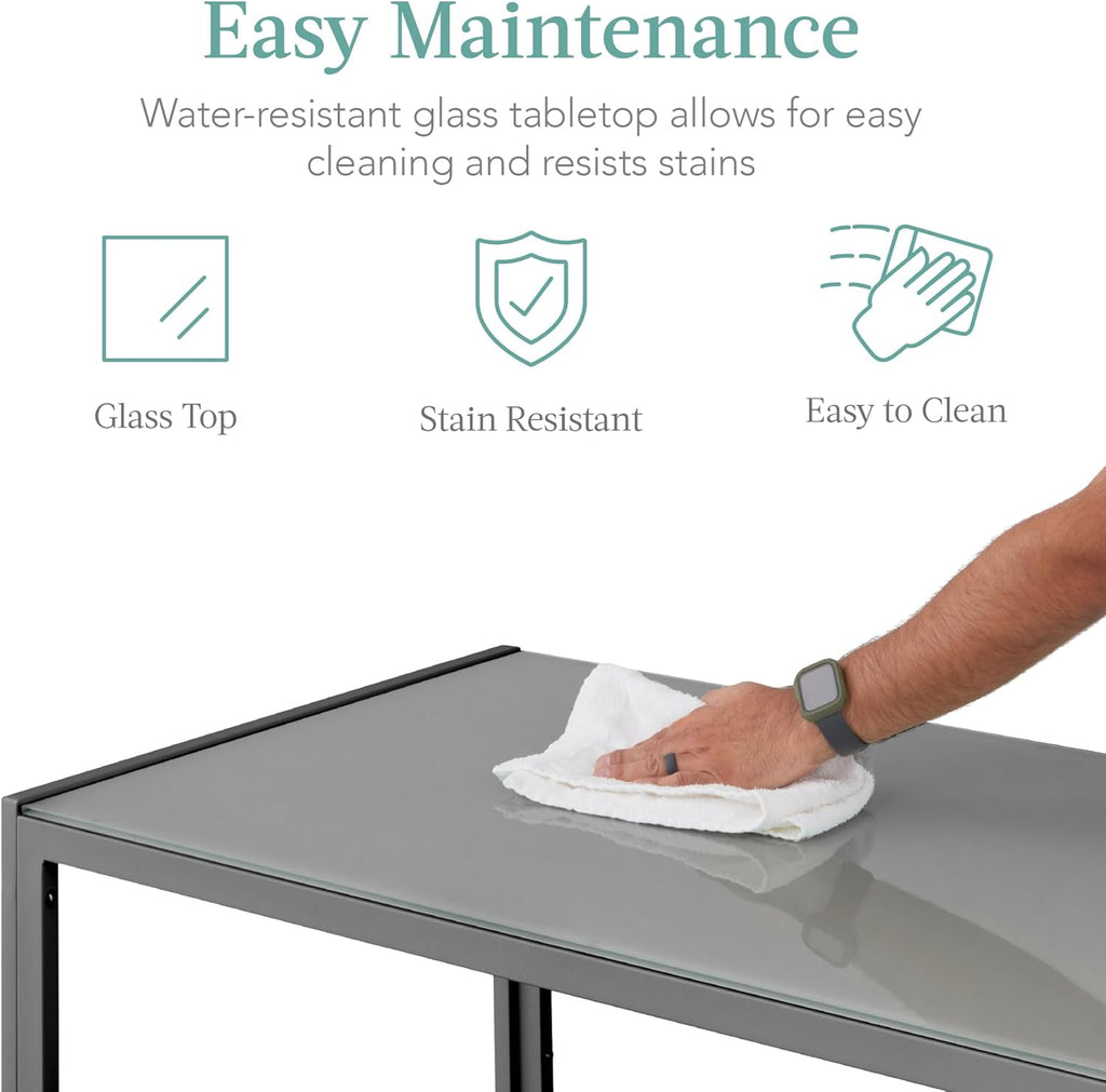 Best Choice Products - Juego de comedor de vidrio de 5 piezas, muebles modernos de mesa de cocina para comedor, comedor, comedor, compacto ahorro de espacio con mesa de vidrio, 4 sillas tapizadas de