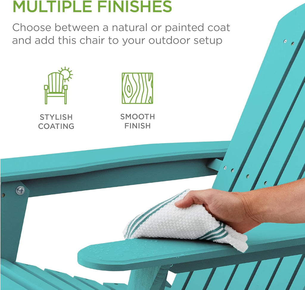 Best Choice Products - Silla plegable Adirondack para exteriores, muebles de madera, sillas de salón para patio, jardín, patio con capacidad de peso de 350 libras, color turquesa oscuro