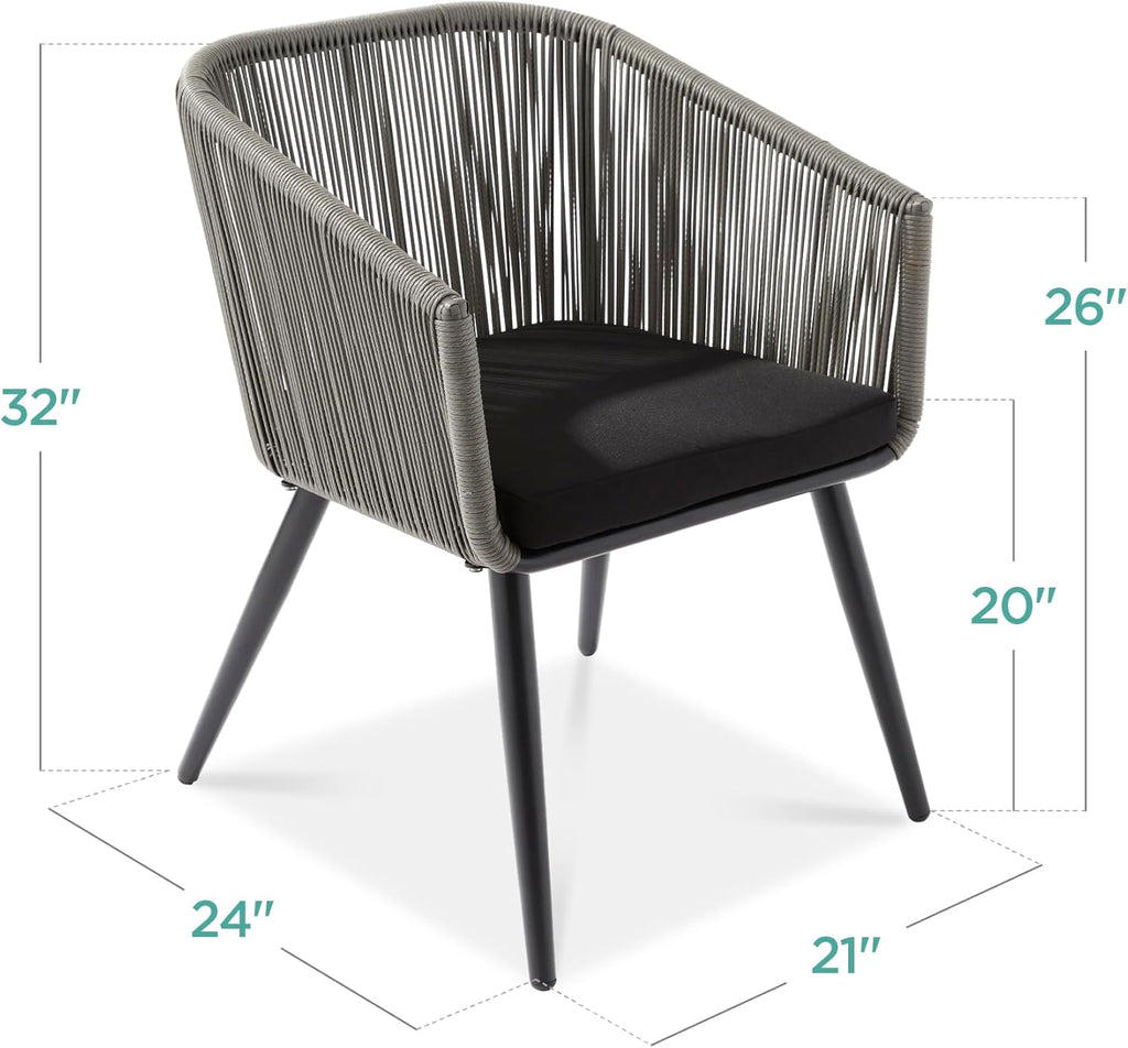 Best Choice Products - Juego de 2 sillas de comedor de patio, juego de asientos al aire última intervensión para patio trasero, piscina, balcón, uso en interiores con diseño de mimbre tela, capacidad