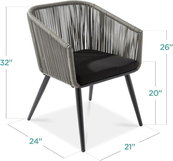 Best Choice Products - Juego de 2 sillas de comedor de patio, juego de asientos al aire última intervensión para patio trasero, piscina, balcón, uso en interiores con diseño de mimbre tela, capacidad